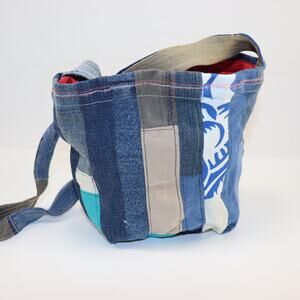 Handmade Patchwork Crossbody Tote Bag Denim Quilted Boho
